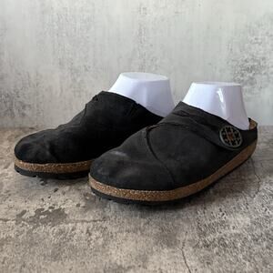 Haflinger Adventure Black Leather Slip on Clogs EU 39 Womens Size 8 Casual Slide